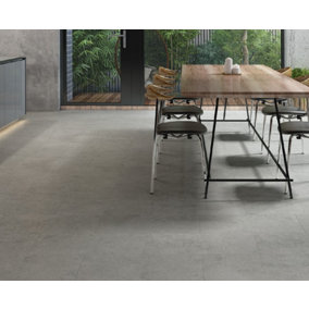 PREMIUM 6mm Grey Concrete Effect Click Luxury Vinyl Flooring 305x610mm (Pack of 10 providing coverage of 1.86sqm)