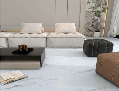 PREMIUM 6mm Marble Effect incl Gold Click Luxury Vinyl Flooring 305x610mm (Pack of 10 providing 1.86sqm)