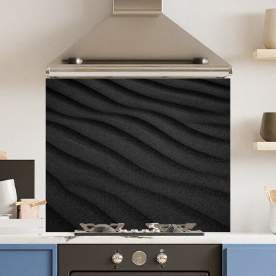 Premium 70 x 60cm Black Sand Dune 6mm Glass Toughened Kitchen Splashback