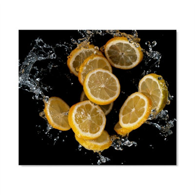 Premium 70 x 60cm Lemon Splash 6mm Glass Toughened Kitchen Splashback