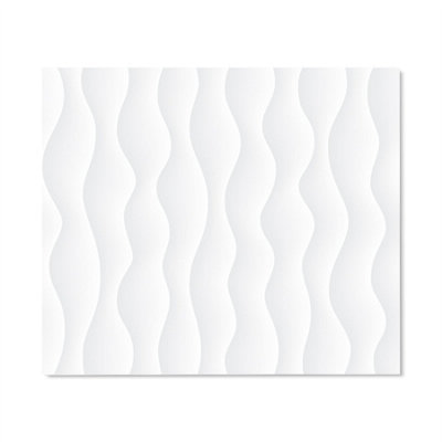 Premium 70 x 60cm Wavy White Pattern 6mm Glass Toughened Kitchen Splashback