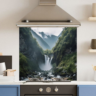 Premium 70 x 65cm Waterfall Landscape 6mm Glass Toughened Kitchen ...