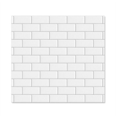 Premium 70 x 65cm White Metro Tile 6mm Glass Toughened Kitchen ...