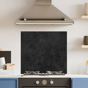 Premium 70cm x 65cm 6mm Glass Black Concrete Kitchen Splashback Toughened Polished Edge