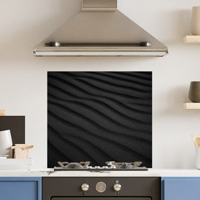 Buy Premium 70cm x 65cm 6mm Glass Black Sand Kitchen Splashback ...