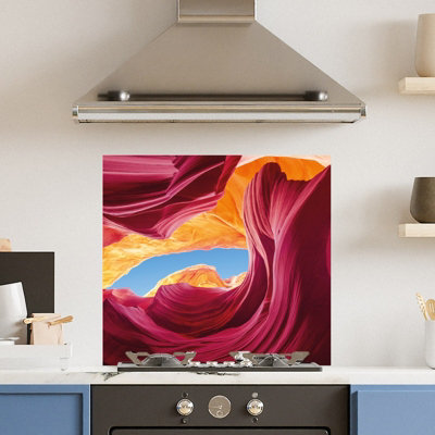 Buy Premium 70cm x 65cm 6mm Glass Red Canyon Kitchen Splashback ...