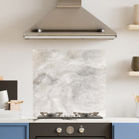 Premium 70cm x 65cm 6mm Glass White Marble Kitchen Splashback Toughened Polished Edge