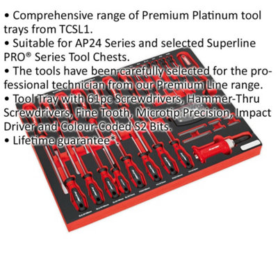 PREMIUM 72pc Screwdriver Set with 530 x 397mm Tool Tray - Slotted & Philips