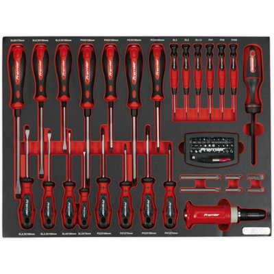 PREMIUM 72pc Screwdriver Set with 530 x 397mm Tool Tray - Slotted & Philips