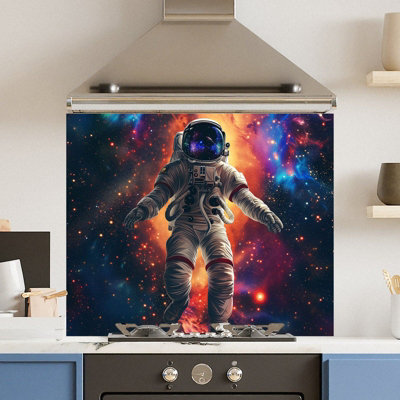 Premium 75 x 60cm Floating Space 6mm Glass Toughened Kitchen Splashback