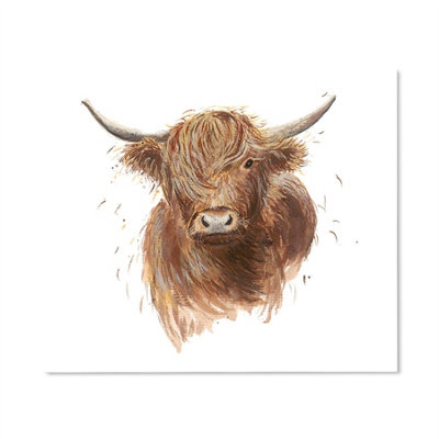 Premium 75 x 70cm Drawn Cow 6mm Glass Toughened Kitchen Splashback