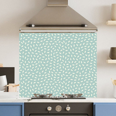Premium 75 x 70cm Green Dot Pattern 6mm Glass Toughened Kitchen Splashback