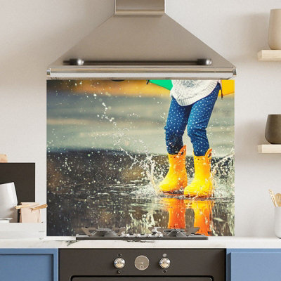 Premium 75 x 70cm Puddle Splash 6mm Glass Toughened Kitchen Splashback