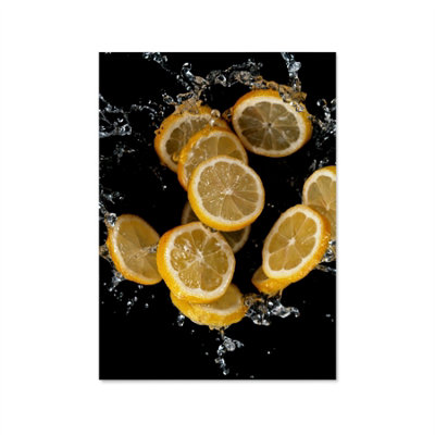 Premium 75 x 90cm Lemon Splash 6mm Glass Toughened Kitchen Splashback