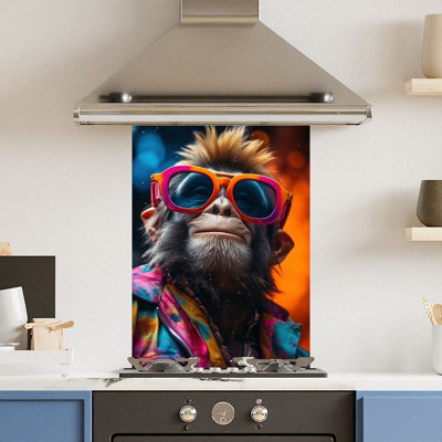 Premium 75 x 90cm Monkey Glasses 6mm Glass Toughened Kitchen Splashback