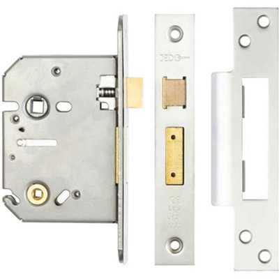 Premium 76mm Satin Chrome Bathroom Locks for Enhanced Security - Lock and Key