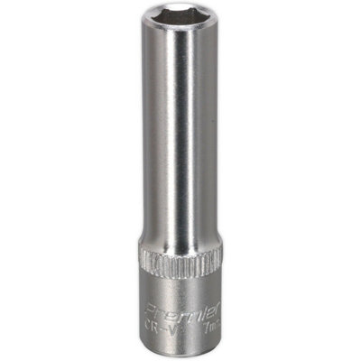 Premium 7mm Forged Steel Deep Drive Socket - 1/4 Inch Chrome Vanadium Tool