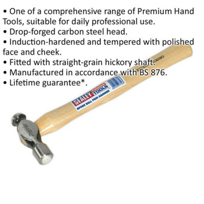 Premium 8oz Ball Pein Pin Hammer with Hickory Handle and Drop Forged ...