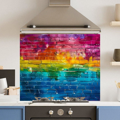 Premium 90 x 65cm Pride Brick 6mm Glass Toughened Kitchen Splashback ...