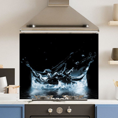 Premium 90 x 75cm Water Splash 2 6mm Glass Toughened Kitchen Splashback ...