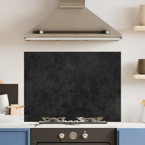 Premium 90cm x 65cm 6mm Glass Black Concrete Kitchen Splashback Toughened Polished Edge
