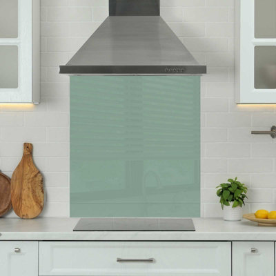 Premium 90cm x 75cm 6mm Glass Green Kitchen Splashback Toughened Polished Edges