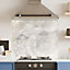 Premium 90cm x 75cm 6mm  Glass White Marble Kitchen Splashback Various Sizes Toughened - 90 cm