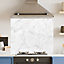 Premium 90cm x 75cm 6mm  White Marble Glass Kitchen Splashback Various Sizes Toughened - 90 cm