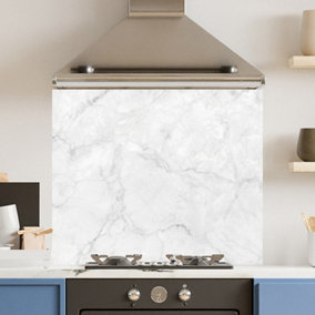 Premium 90cm x 75cm 6mm  White Marble Glass Kitchen Splashback Various Sizes Toughened - 90 cm