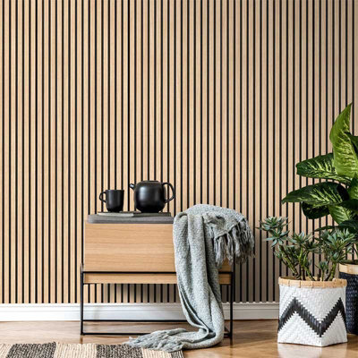 Premium Acoustic Slat Wall Panel 2.4m x 0.6m Oak