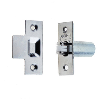 Premium Adjustable Rollerbolt Catches with Nylon Roller in Polished Chrome Finish - 36mm
