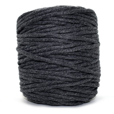 Premium Anthracite Grey Macrame Cord Twine, 100 m / 328 ft of 5 mm Thick Natural Cotton Thread Yarn Macrame Rope (Reel)