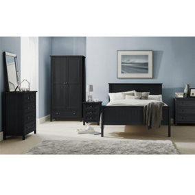 Premium Anthracite Solid Pine Bed with Panelling - King 5ft (150cm)