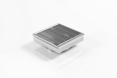 Premium Architectural Grate Square Floor Drain, 103mm x 103mm x 22mm, 45mm Outlet, 316 Marine Grade Stainless Steel