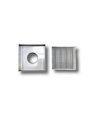 Premium Architectural Grate Square Floor Drain, 103mm x 103mm x 22mm, 45mm Outlet, 316 Marine Grade Stainless Steel