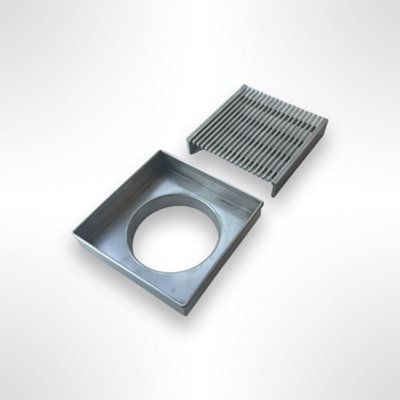 Premium Architectural Grate Square Floor Drain, 103mm x 103mm x 22mm, 72mm Outlet, 316 Marine Grade Stainless Steel