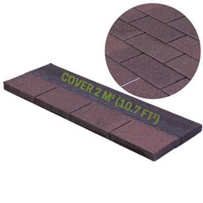 Premium Asphalt Roof Shingles 14 pcs - Brown Bitumen Roofing Felt 2m² (100cm x 33.6cm) - Weatherproof & Heavy Duty Roofing Tiles Price Comparisons | Compare The Build
