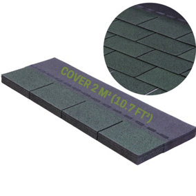 Premium Asphalt Roof Shingles 14 pcs - Green Bitumen Roofing Felt 2m² (100cm x 33.6cm) - Weatherproof & Heavy Duty Roofing Tiles