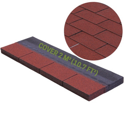 Premium Asphalt Roof Shingles 14 pcs - Red Bitumen Roofing Felt 2m² (100cm x 33.6cm) - Weatherproof & Heavy Duty Roofing Tiles Price Comparisons | Compare The Build
