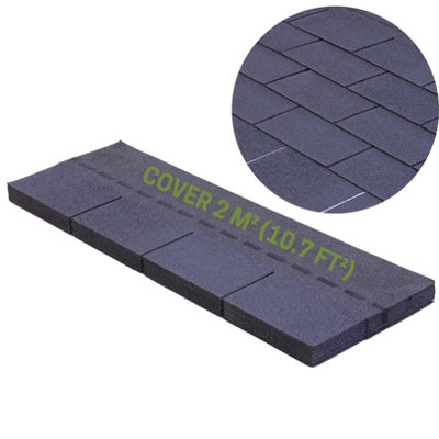 Premium Asphalt Roof Shingles 14 pcs - Slate Bitumen Roofing Felt 2m² (100cm x 33.6cm) - Weatherproof & Heavy Duty Roofing Tiles Price Comparisons | Compare The Build