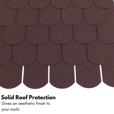 Premium Asphalt Roof Shingles, 25 Pcs Covers 32.2 sqft - Brown Fish Scales Design 80 x 31.5 cm Weather Resistant Roofing Felt