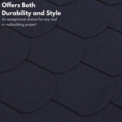 Premium Asphalt Roof Shingles, 25 Pcs Covers 32.2 sqft - Graphite Fish Scales Design 80 x 31.5 cm Weather Resistant Roofing Felt