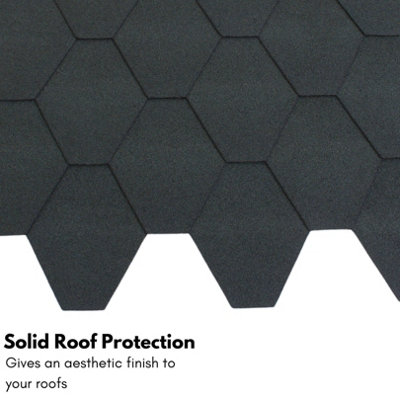 Premium Asphalt Roof Shingles, 25 Pcs Covers 32.2 sqft - Green Hexagonal Shape Design Felt Shingles 80 x 31.5 cm Weather Resistant