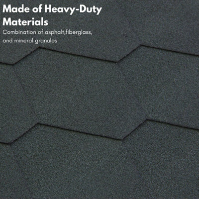 Premium Asphalt Roof Shingles, 25 Pcs Covers 32.2 sqft - Green Hexagonal Shape Design Felt Shingles 80 x 31.5 cm Weather Resistant