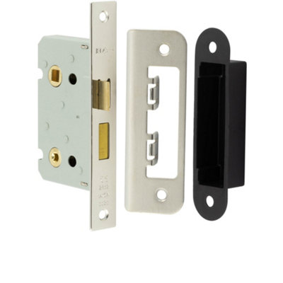 Premium Bathroom Locks with Square Forend and Radiused Strike Plate in 65mm Nickel Finish - Door Lock