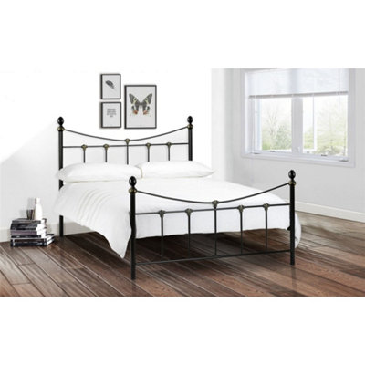 Premium Black & Antique Gold High End Metal Bed Frame - Double 4ft 6"