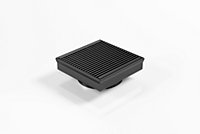 Premium Black Architectural Grate Square Floor Drain , 103mm x 103mm x 21.5mm, DN70 Outlet, 316 Marine Grade Stainless Steel