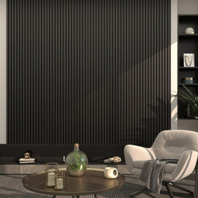 Premium Black Slat Wall Panel 1200x390x10mm