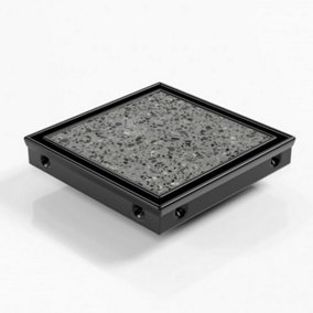 Premium Black Tile Insert Square Floor Drain, 130mm x 130mm x 23mm deep, 70mm Outlet, Suits Tiles up to 12mm, 316 Marine Grade SS