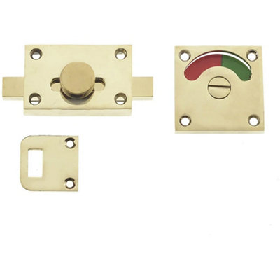 Premium Brass Bathroom Indicator Bolt 50x50mm for Door Security - Sliding Toilet Door Lock